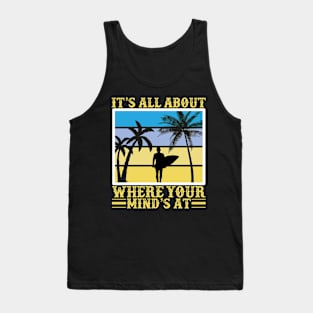 sunset sea beach surfboard sand ocean wave Tank Top